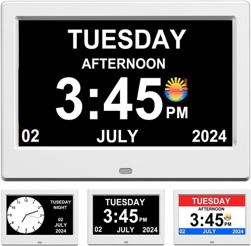 Alarm clock with day and - alarm, date