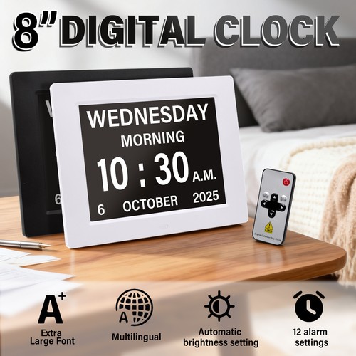 Dementia digital clock - 8"dementia,